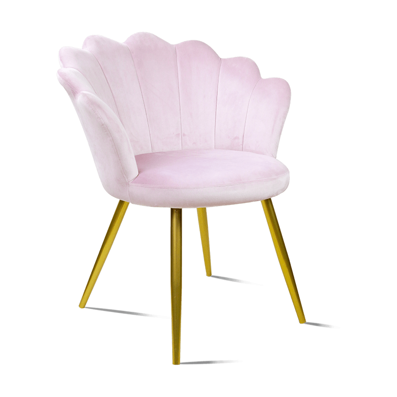 MC-2105 Домашний обеденный стул из бархатной ткани в форме розовой раковины